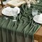 Boho Cheesecloth Gauze Forest Green Wedding Table Runner, 35x160 Inch Seasonal Fabric Kitchen Dining Holiday Table Decor for Home Party Indoor